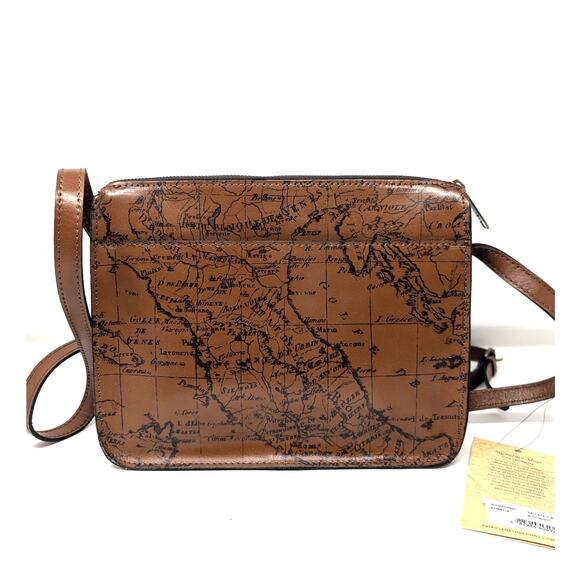 Patricia Nash Sigma Print Vallata Crossbody Purse Leather Signature Map NEW - Picture 1 of 8
